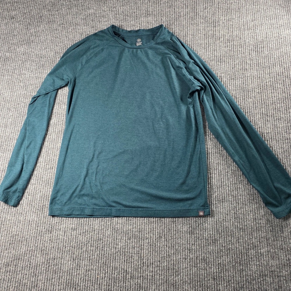 Gaiam Womens Long Sleeve Activewear Top Teal Green Raglan Yoga Shirt Size Medium